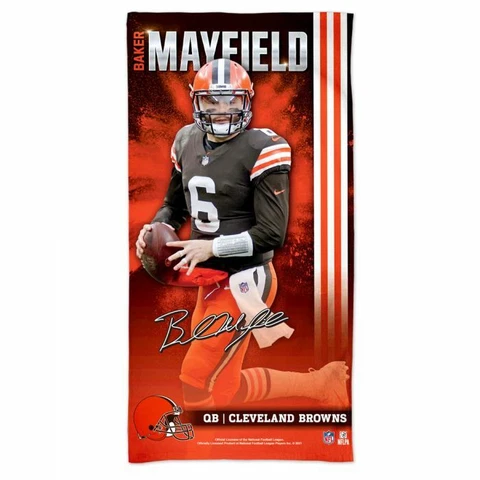 BAKER MAYFIELD CLEVELAND BROWNS SPECTRA BEACH TOWEL 30"X60" COTTON PLUSH NFL Cover