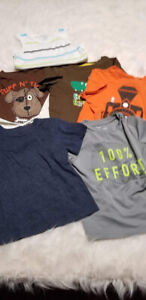 Lot 6 Toddlers Boys 2T Set of Printed Short sleeve and Long Sleeve Shirts