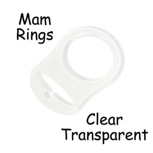 10 Clear Silicone Nuk Button MAM Ring Dummy / Pacifier Holder Clip Adapter - Picture 1 of 5