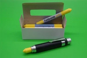 1x Kreidehalter + 12x Kreide gelb Ø 12,5mm Reifenkreide Holz Metall Fettkreide - Bild 1 von 1
