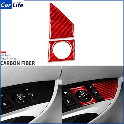 Cubierta de interruptor de espejo retrovisor interior de fibra de carbono roja para Acura TLX 15-20 Foto 1 de 4