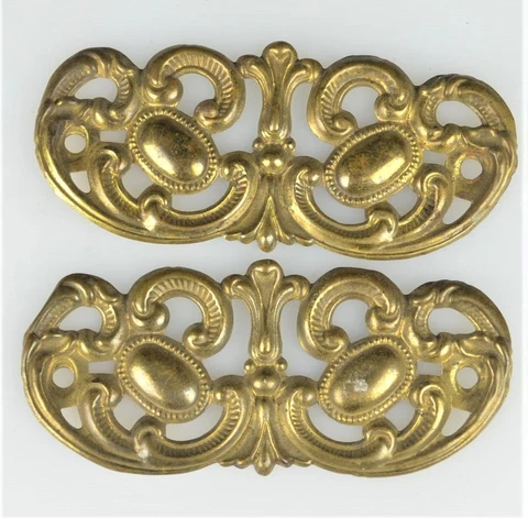 VICTORIAN STAMPED BRASS BAIL PULL BACKPLATES - 3" CENTERS - SALVAGED RECLAIMED Cover