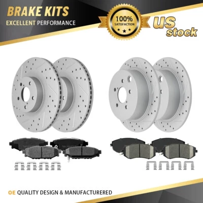 Front & Rear Brake Rotors + Ceramic Brake Pads for 2014 - 2018 Subaru Forester - Image 1 of 4
