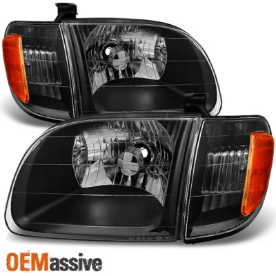 Fits 00-04 Toyota Tundra Regular|Access Cab [Black] Headlights w/ Corner Light - Image 1 of 4