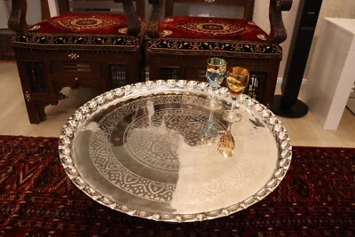 62 Ø Orient arabisch Messing Tisch tablett Teetisch Teller beisteltisch Brass SL - Bild 1 von 4