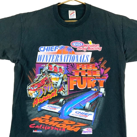 Vintage 37th Annual Winston Drag Racing T-shirt Large 1997 Black Nhra 90s Cover