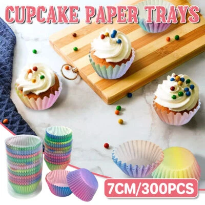 300pcs Gradient Colour Cupcake Paper Cases Baking Moulds Muffin Liners Set AU - image 1 of 4