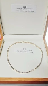 Yellow gold finish created diamond Tennis necklace 3mm stones gift boxed free - Picture 1 of 4