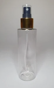 100ml PET Kunststoff klare zylindrische Flaschen + glänzend gold/schwarz Spray JEDE MENGE - Bild 1 von 1