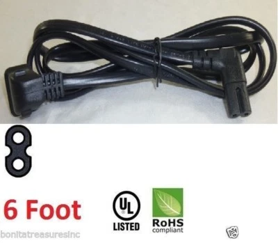 6 Ft Power Cord replacement for Samsung flush mount tv to wall Angled 2 prong  - Image 1 of 4