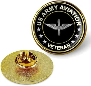 Gold US Army Aviation Veteran Lapel Pin Veteran Tie Suit Shirt Lapel Pin - Picture 1 of 3