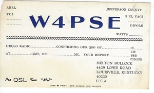 1950's Blank QSB Card from Melton Bullock Louisville, KY - Picture 1 of 2