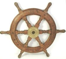 Wood Nautical Boat Steering Wheel 18 inch Large Pirate Ship Home Wall Decor vtg
