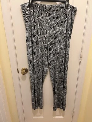 Karen Kane Plus Size 2X Soft Knit Pants Black and White Geometric - Image 1 of 4