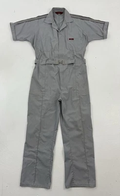 Vintage 80s Para Suit Light Gray Short Sleeve Work Coveralls 44 Regular Zip Up - Image 1 of 4