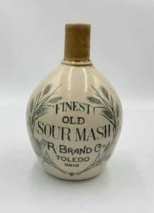 Antique R. BRAND CO. Finest Old Sour Mash Stoneware Whiskey Jug Toledo, Ohio - Picture 1 of 11