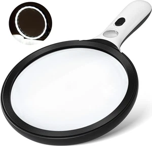 Magnifying Glass with Light Large 5" Lens, 20X 30X Handheld Illuminated Black  - Picture 1 of 7
