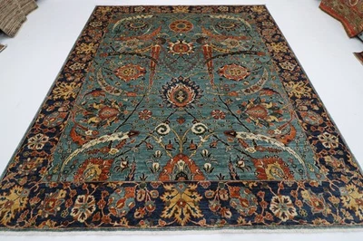 Alfombra floral Bidjar de 8x10 pies alfombra de dormitorio afgana anudada a mano teñido vegetal lana Foto 1 de 4