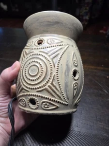 Scentsy Stövchen (Full-Size) beige hellbraun Wirbelmuster wird nicht mehr hergestellt - Bild 1 von 4