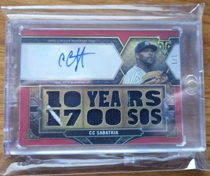 2022 Topps Triple Threads CC Sabathia Ruby GU Jersey Patch Relic Auto #1/1 HoFer - Picture 1 of 8