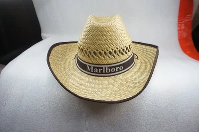 Sombrero de Paja Sin Marca Para Hombre Ajustable Marlboro Marrón Banda Ventilado Estilo Vaquero Foto 1 de 4
