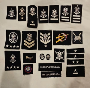 Lote de 24 parches vintage de lana/fieltro Sea Scout/Explorer azul marino - como nuevos - Imagen 1 de 7