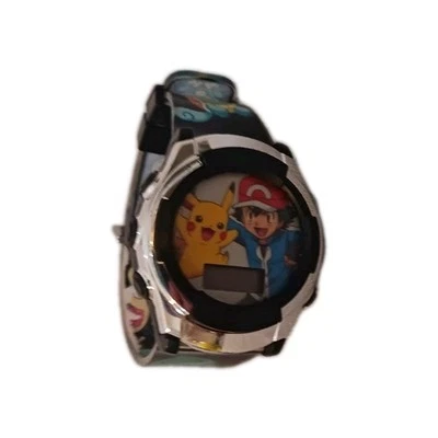 Relógio de pulso digital Pokemon Watch 2017 POK3018AZ Pikachu & Ash Accutime não testado - Imagem 1 de 3