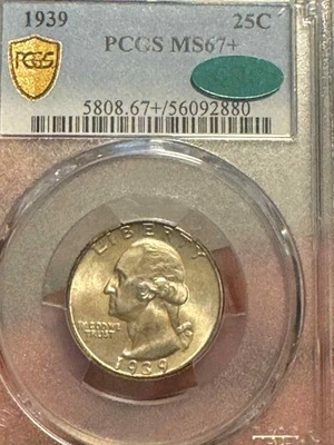 1939 Washington Quarter PCGS MS67+ CAC - Image 1 of 4