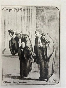 Antique Honoré Daumier Signed Lithograph "Le Gens de Justice", PR 12 - Picture 1 of 5