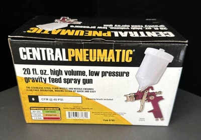 Central Pneumatic 20 Fl Oz HVLP Gravity Feed Paint Spray Gun CFM 40 PSI NEW - Image 1 of 4