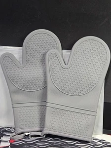 Guanti da Forno CC Premium Silicone Grigio Resistente al Calore Antiscivolo con Fodera in Cotone Pai - Foto 1 di 5