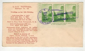 1935 US NAVY USS TATTNALL DESTROYER 125 & 751 SOUVENIR SHEET BOTTOM 1/2 - Picture 1 of 1