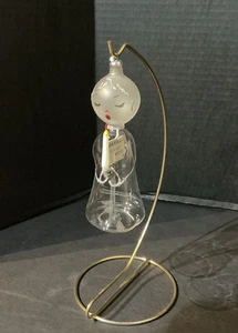 Vintage Italien De Carlini klar mundgeblasenes Glas Engel Kerze Weihnachtsschmuck Anhänger - Bild 1 von 14