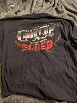 Cowboy Up T shirt 2xl Country Mens Patriot America Lay there and bleed rodeo  - Image 1 of 4