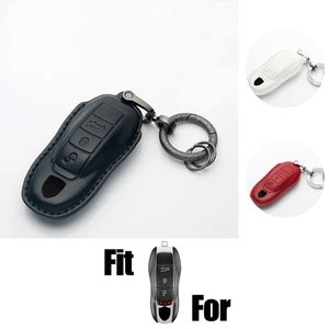Genuine Leather Car Key Case Cover For Porsche 911 Panamera Cayenne Macan Cayman - Picture 1 of 10