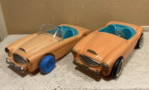 Pair Mattel Irwin Barbie Doll Pink Austin Healey Sports Cars - Parts/Restore - Picture 1 of 17