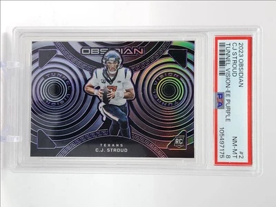 C.J. STROUD 2023 OBSIDIAN TUNNEL VISION ROOKIE PURPLE RC /75 PSA 8 Q2098 - Image 1 of 2