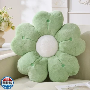 Flower Throw Pillow, Cute Daisy Cherry Blossom Flower Shaped Green Throw Pill - Picture 1 of 5