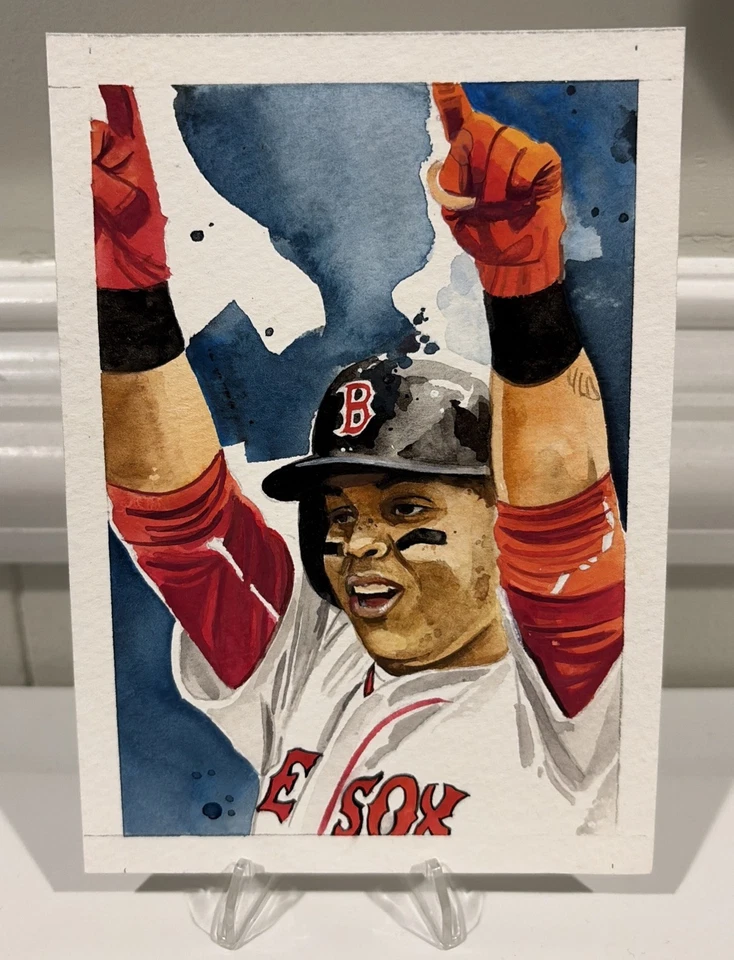 Arte original de beisebol Rafael Devers 2018 Topps Gallery 🔥🔥 Red Sox - Imagem 1 de 2