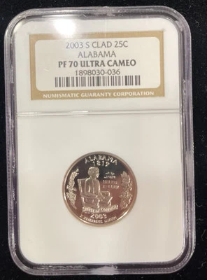 2003 S Clad 25C PF70 Ultra Cameo Quarter NGC - Alabama - Image 1 of 2