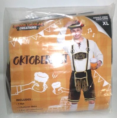 Spooktacular Creations 啤酒节服装男式 XL 帽子衬衫皮袜 — 第 1/4 张图片