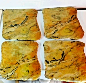 4 Brown Marble Veins Coasters Home Decor 4” x 4” - Picture 1 of 8