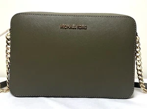 Michael Kors Jet Set Large EW Olive Saffiano Leather Crossbody Messenger Bag - Picture 1 of 16