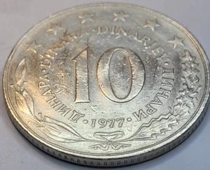 1977 Yugoslavia 10 Dinara Coin KM# 62 US SELLER COMBINE SHIP. - Picture 1 of 2