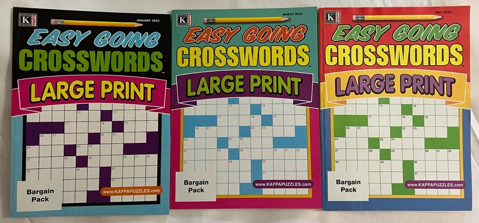 Lot of 3 Kappa Easy Going Crosswords Large Print Puzzles Books 2022 - Image 1 of 1