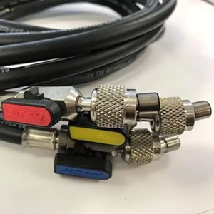 Products HP5BKEZ3 Black and Chrome Refrigerant Charging Hoses, Ball Valve, 5" Si - Picture 1 of 12