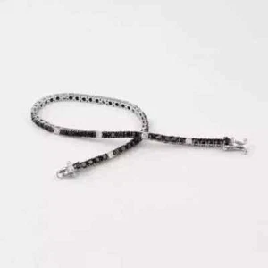 4Ct Round Cut Lab Created Black Diamond Tennis Bracelet 14K White Gold Plated - Picture 1 of 1