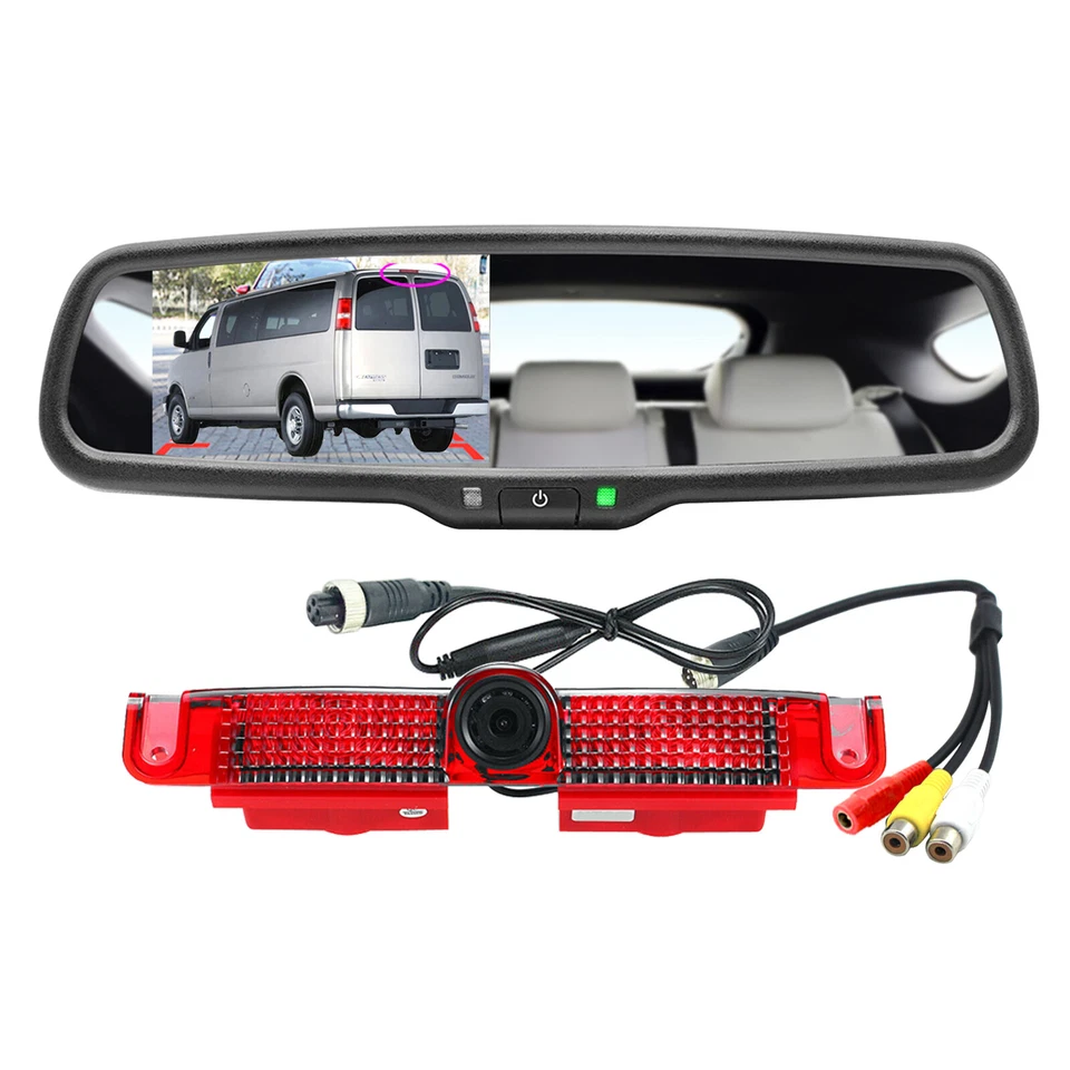 4.3'' Mirror Monitor Reversing Backup HD Camera For Chevy Express Van GMC Savana - Image 1 of 4
