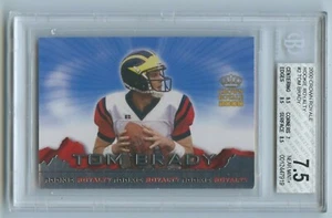 2000 Pacific Crown Royale #2 Tom Brady Rookie Royalty BGS 7,5 QUASI NUOVO + - Foto 1 di 2