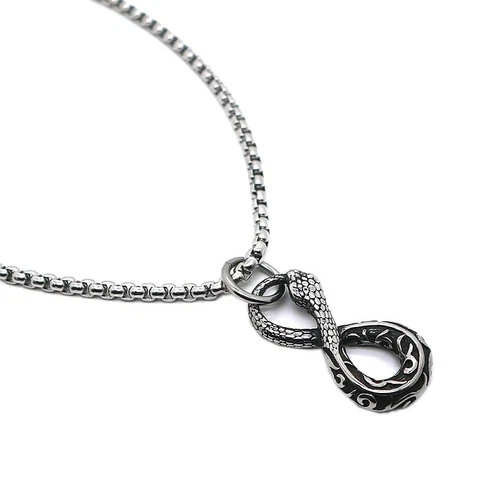 Lakers Kobe Black Mamba Silver Black Snake 8 Stainless Steel Pendant Necklace Cover